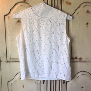 White lazer-cut summer top